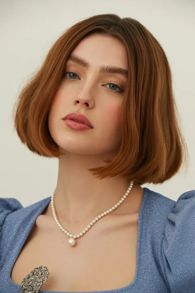 35. Shaggy Chestnut Brown Bob for Straight Hair