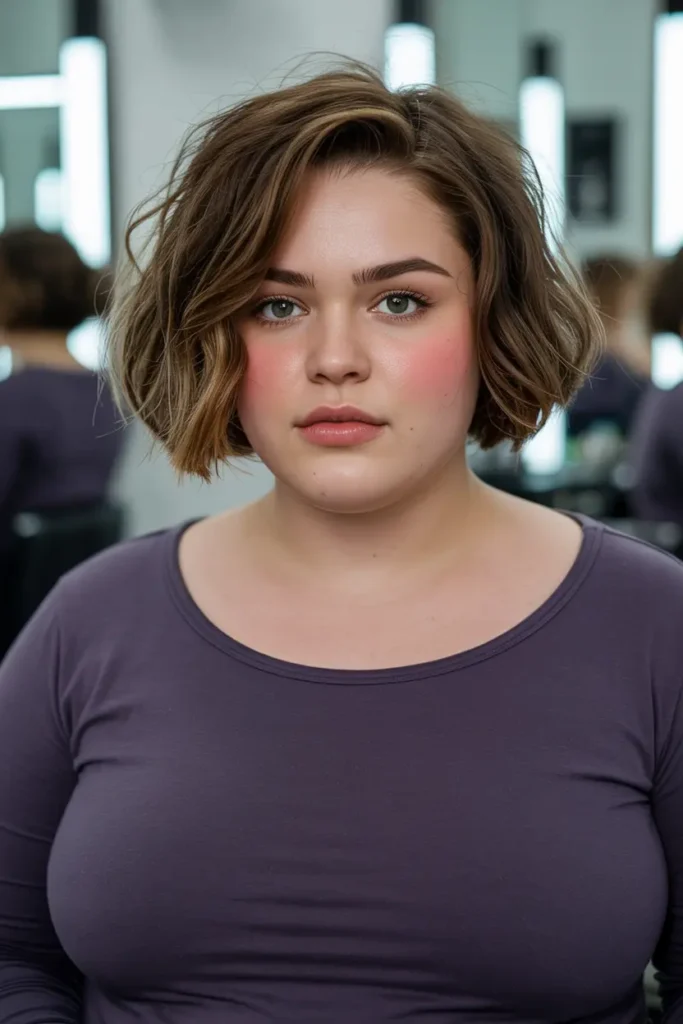35. Short Bob with Messy Ends Short Haircut for Chubby Faces