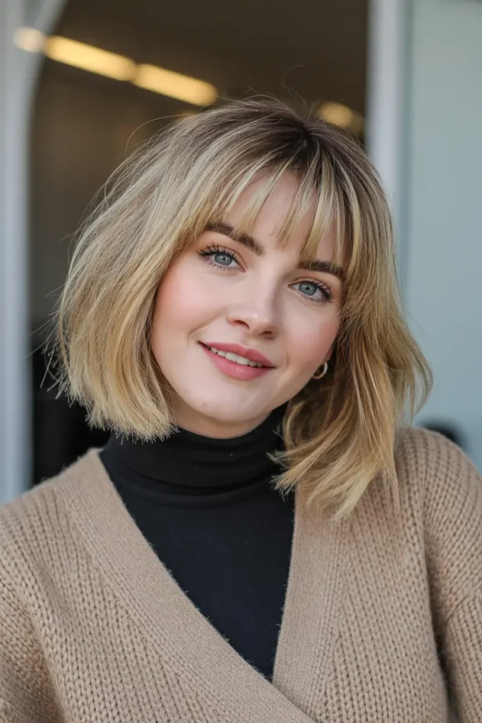 35. Trendy Medium Bob with Bangs