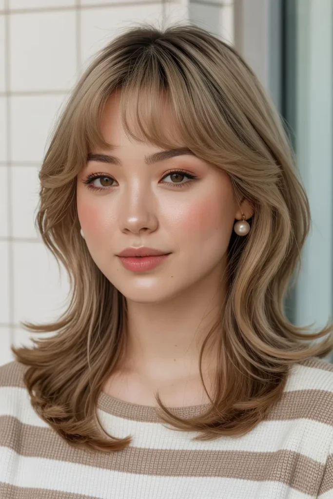 36. Flowy Curtain Bangs with Layers