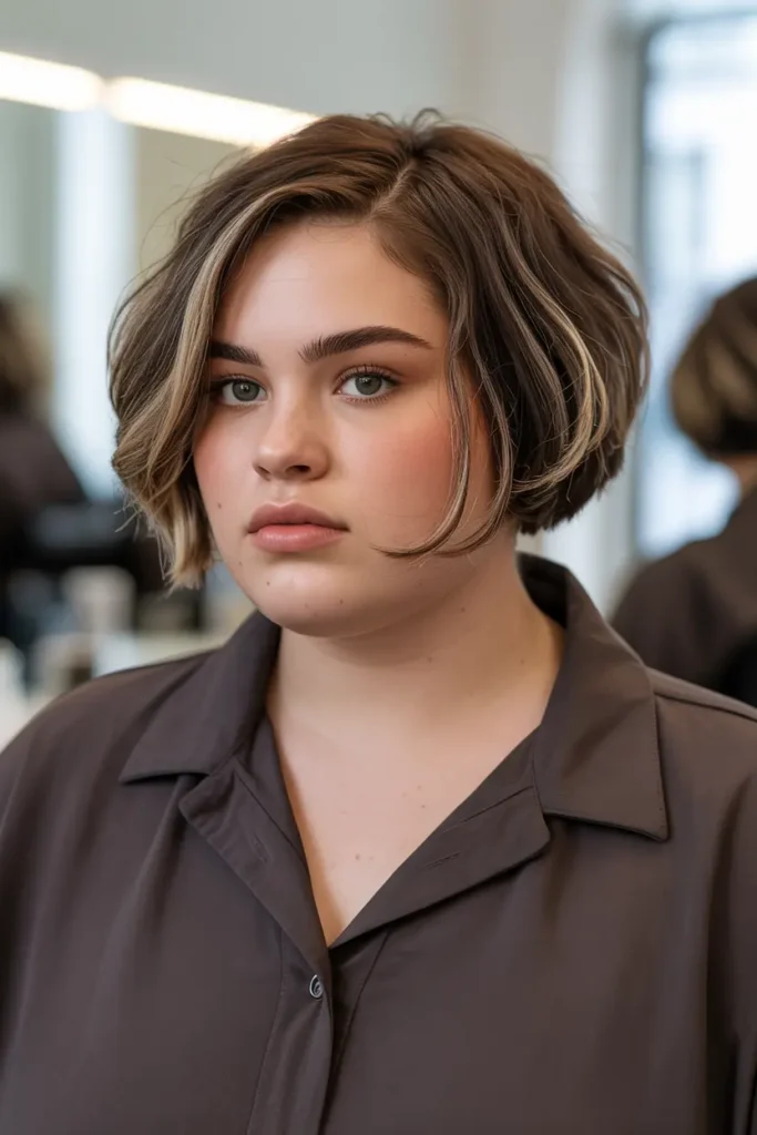 38. Edgy Short Bob with Defined Layers Short Haircut for Chubby Faces