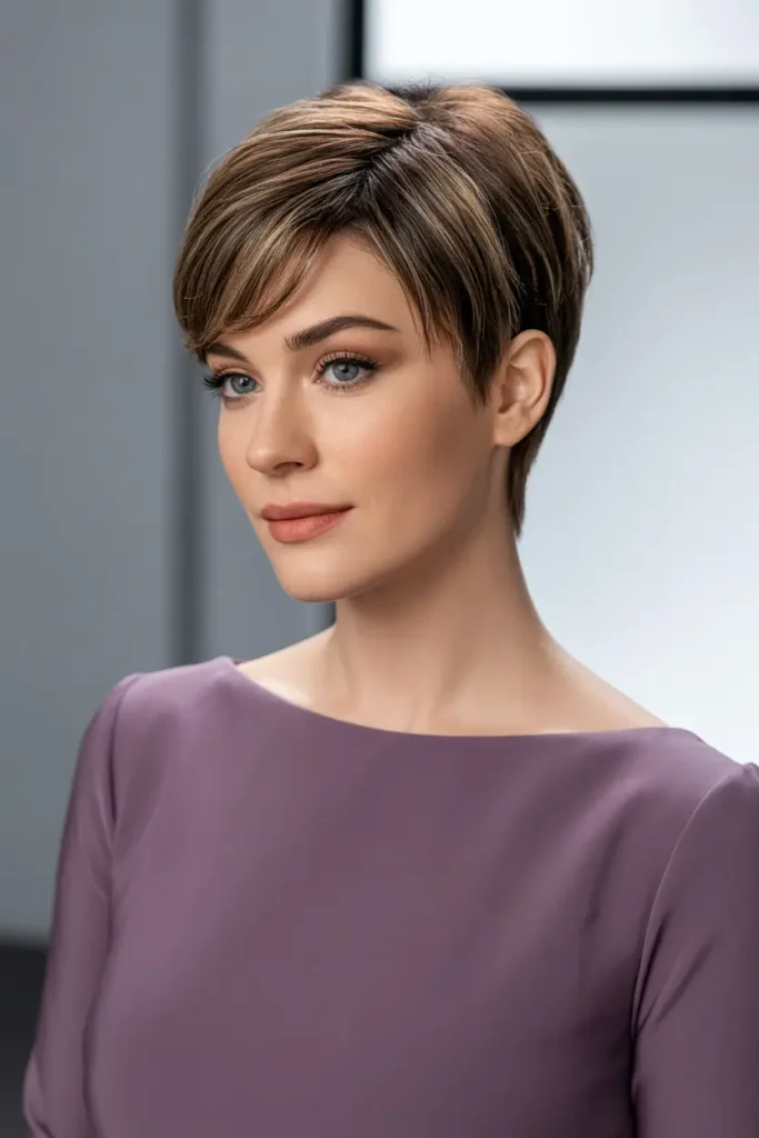 38. Tapered Pixie Cut with Side Bangs
