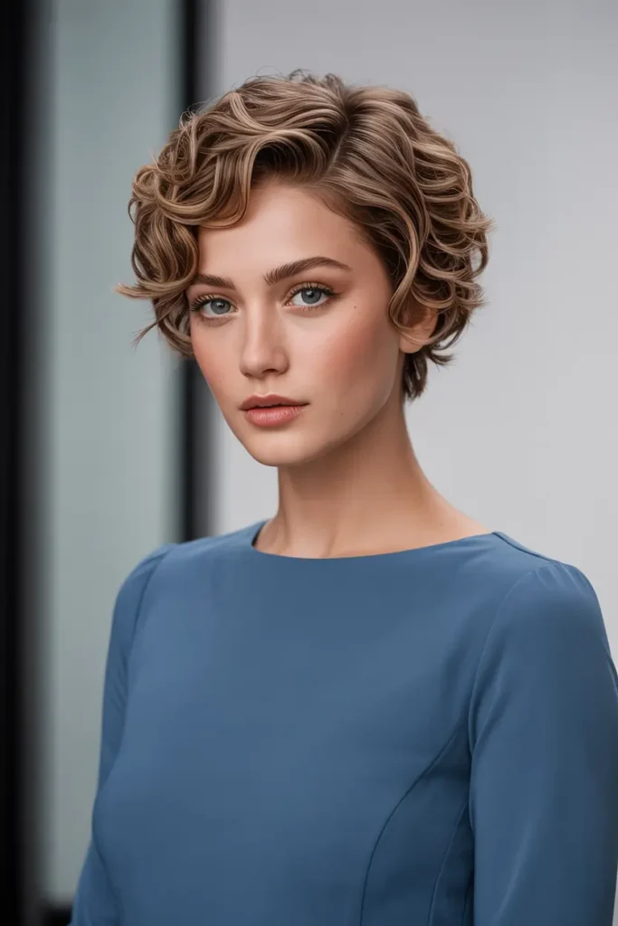 39. Curled Short Pixie