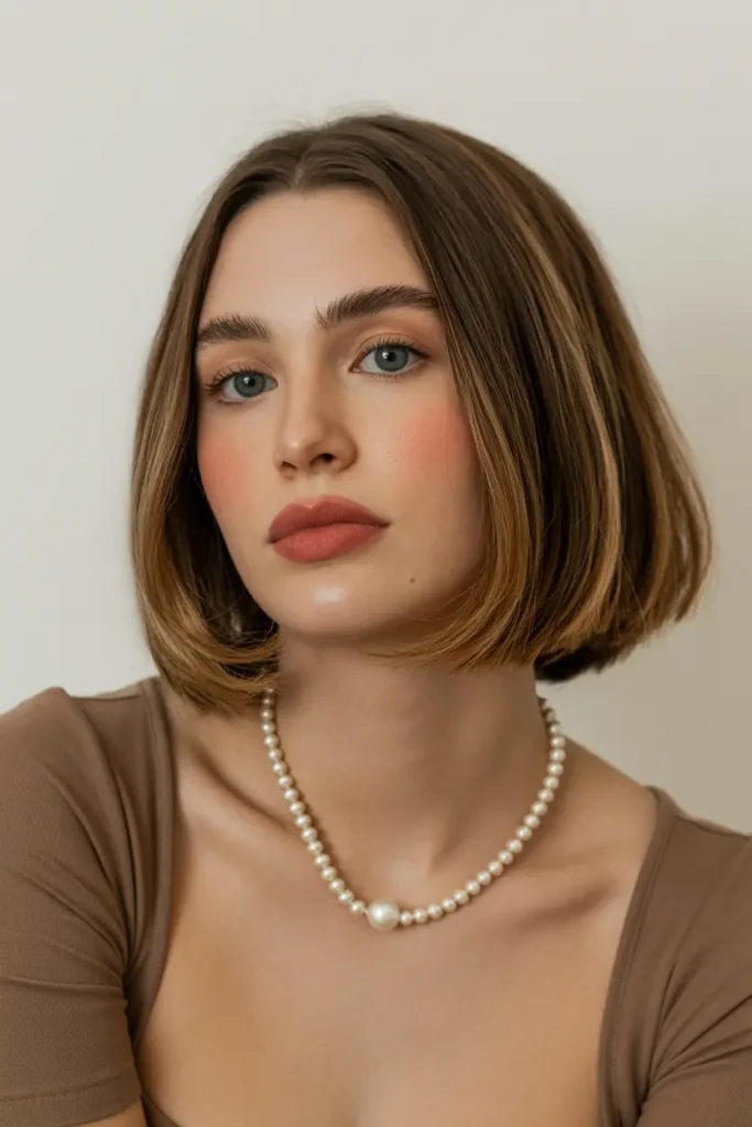 40. Chic Rounded Brown Balayage Bob