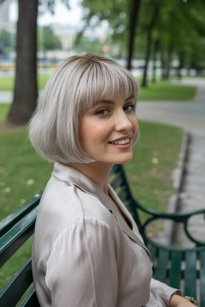 40. Ear Length Bob With Bangs