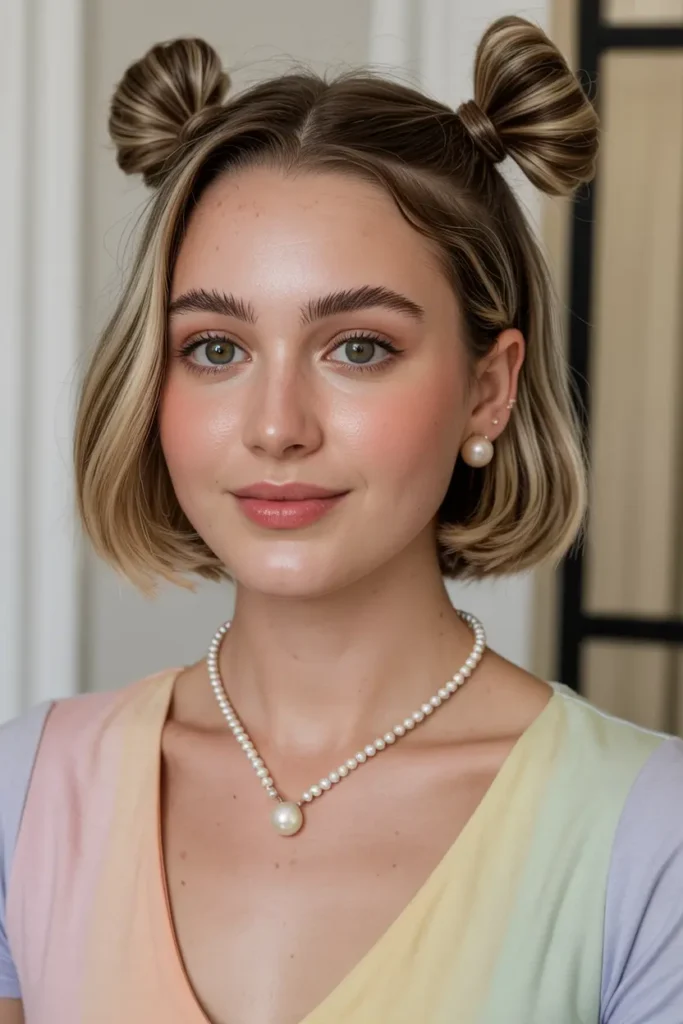 52 stunning Half Up Half Down Hairstyles for Short Hair 87 44. Cute Buns n Bobs