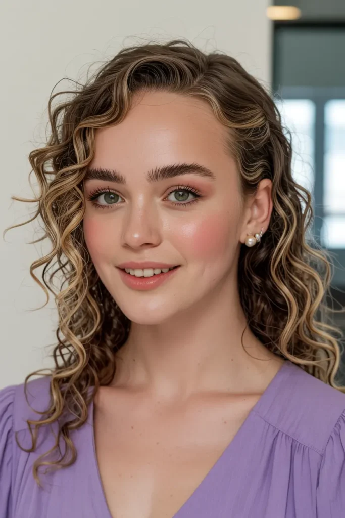46. Butterfly Haircut on Curly Hair with Flowy Curls
