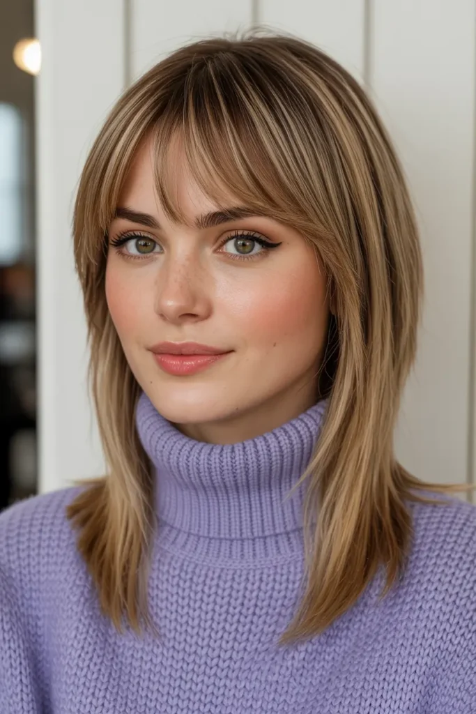 47. Straight Shag with Side Bangs