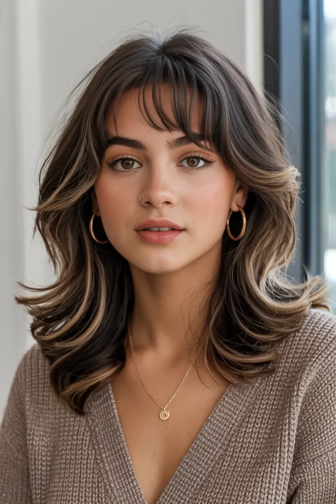 5. Big Waves with Curtain Bangs for Medium Hair