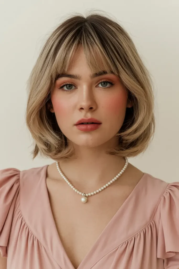 5. Lob with Short Hair Curtain Bangs