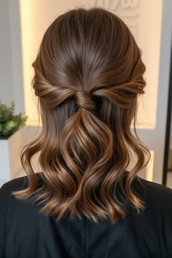 52 stunning Half Up Half Down Hairstyles for Short Hair 9 5. Wavy Half Up Pony