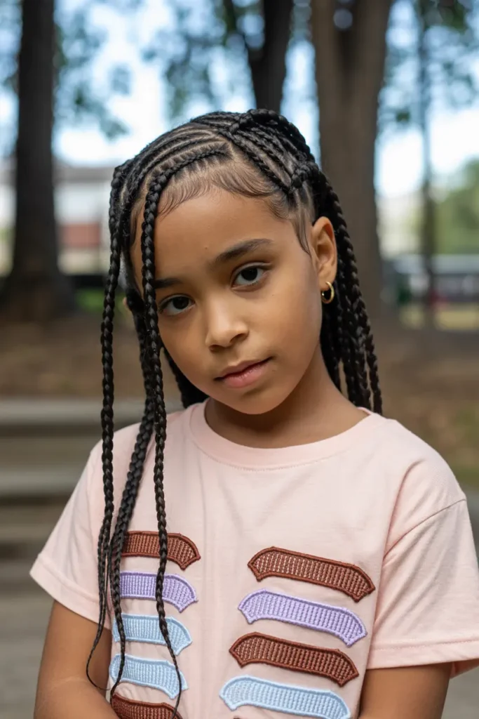 5.zig zag parted pigtails