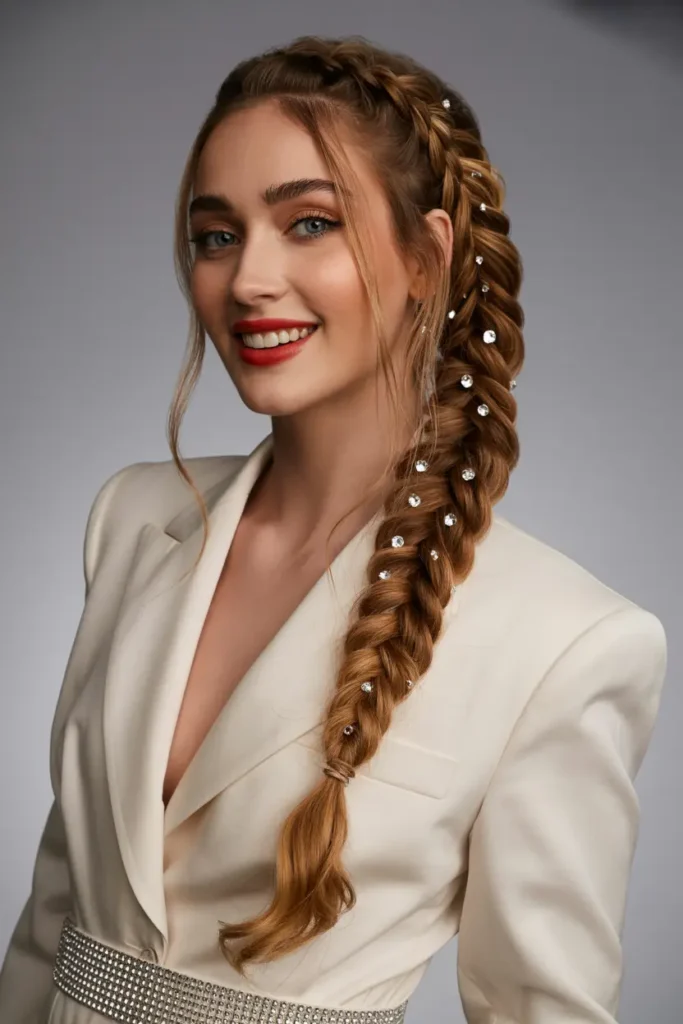 52 stunning Half Up Half Down Hairstyles for Short Hair 99 50. Chic Twisted Fishtail