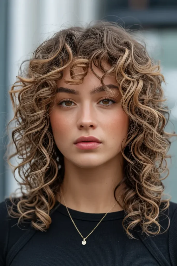 51. Textured Butterfly Haircut on Curly Hair