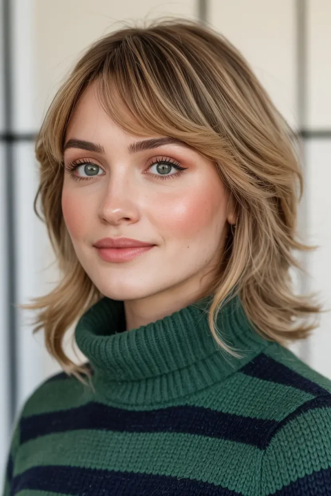 57. Soft Layered Look with Side Bangs