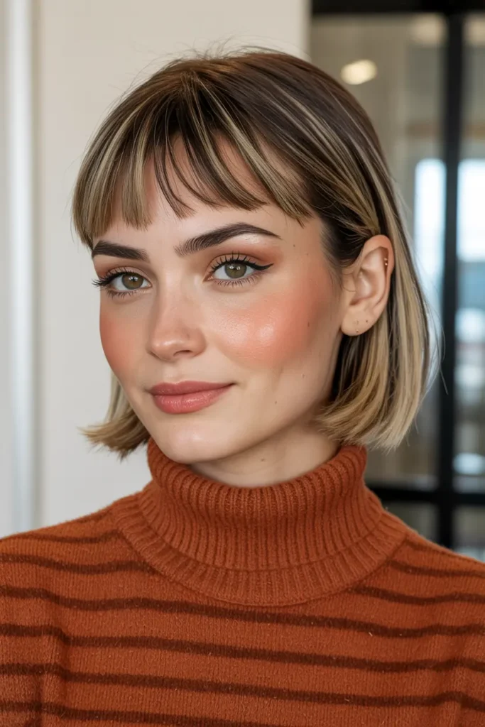58. Sleek Modern Cut with Bangs