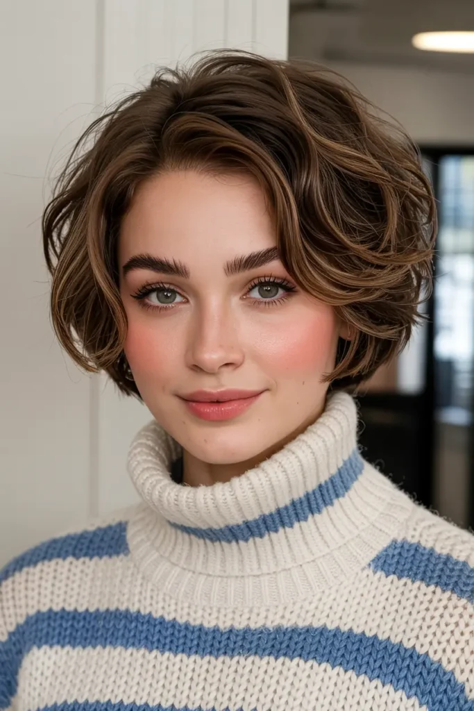 6. Fluffy Brown 90s Pixie Cut