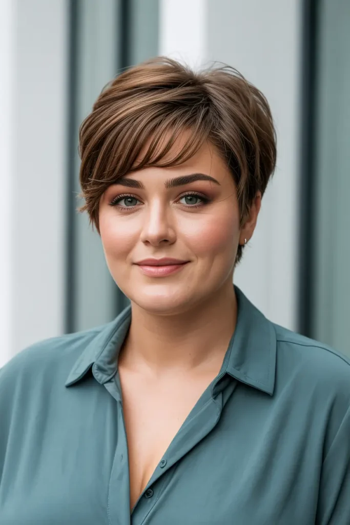 6. Pixie Cut with Long Fringe Short Haircut for Chubby Faces
