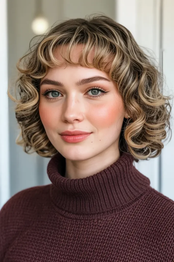 65. Retro Curls with Bangs
