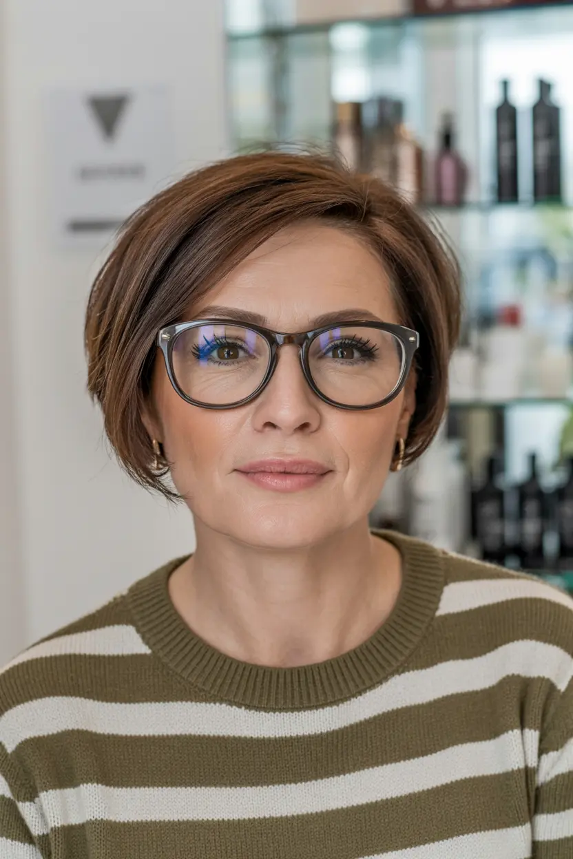 67. Modern Blunt Cut with Glasses