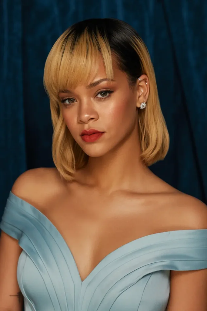 8. Chic Fade with Golden Blonde Bangs