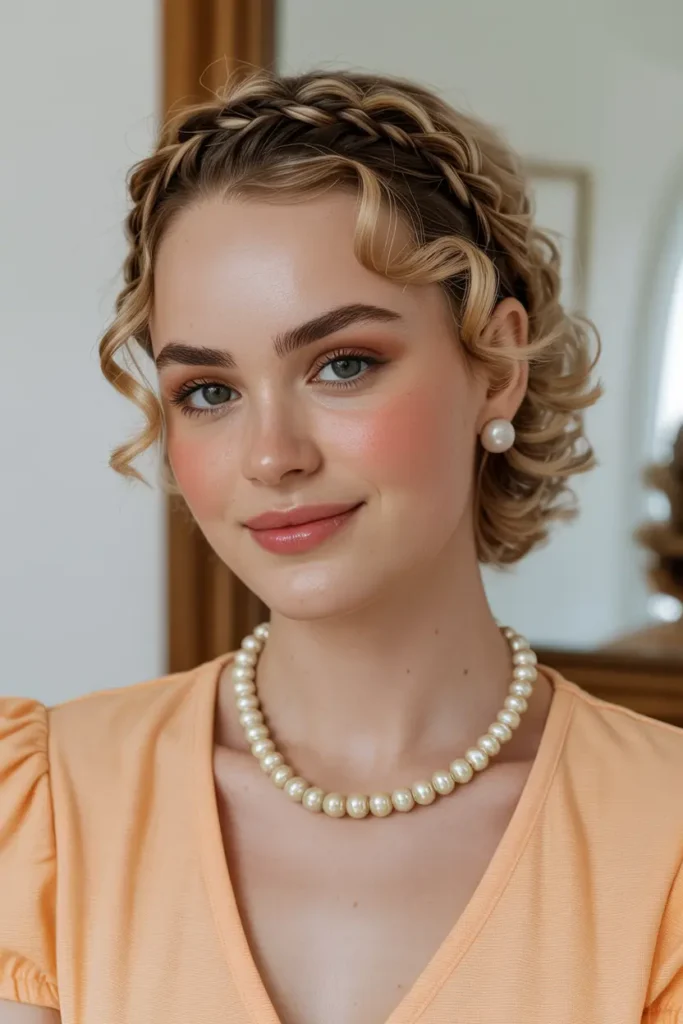 52 stunning Half Up Half Down Hairstyles for Short Hair 15 8. Faux Braid Crown
