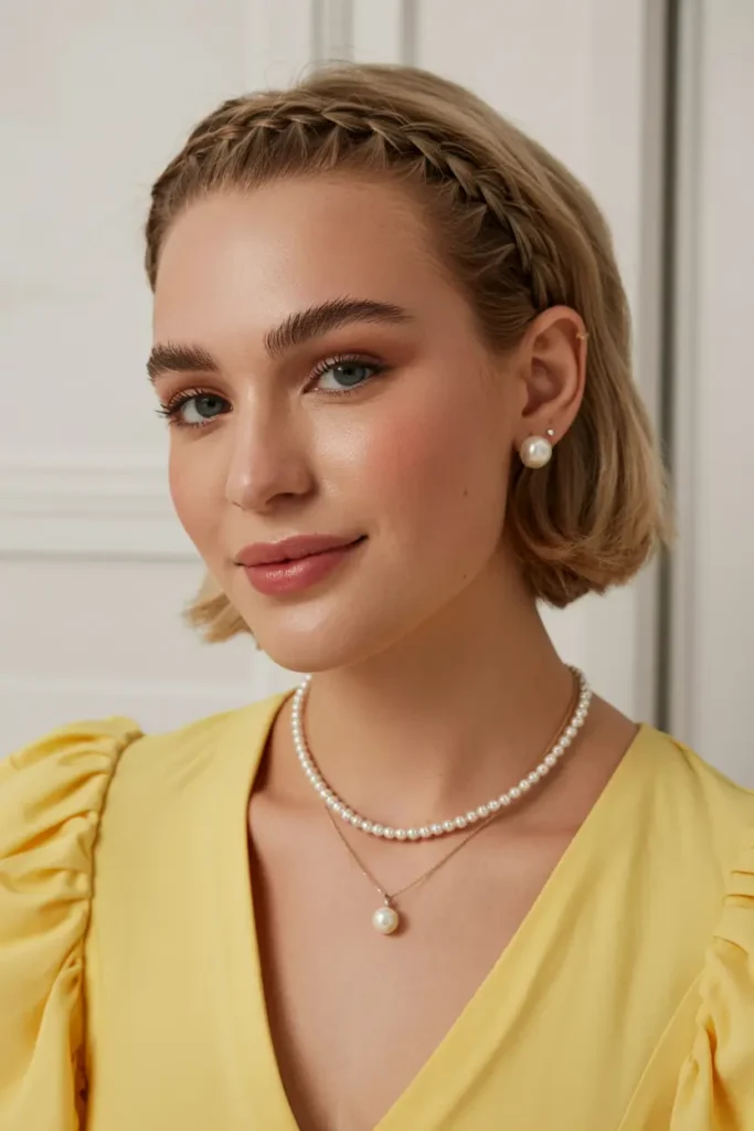 8. Messy Bob with Fishtail Braid