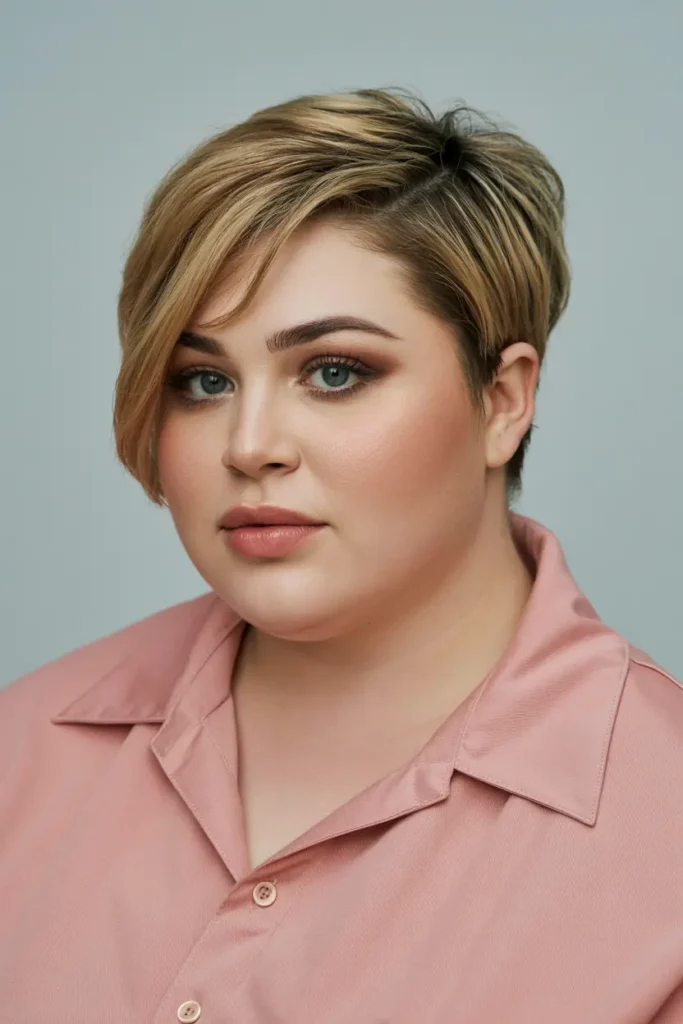 8. Side Swept Pixie Short Haircut for Chubby Faces