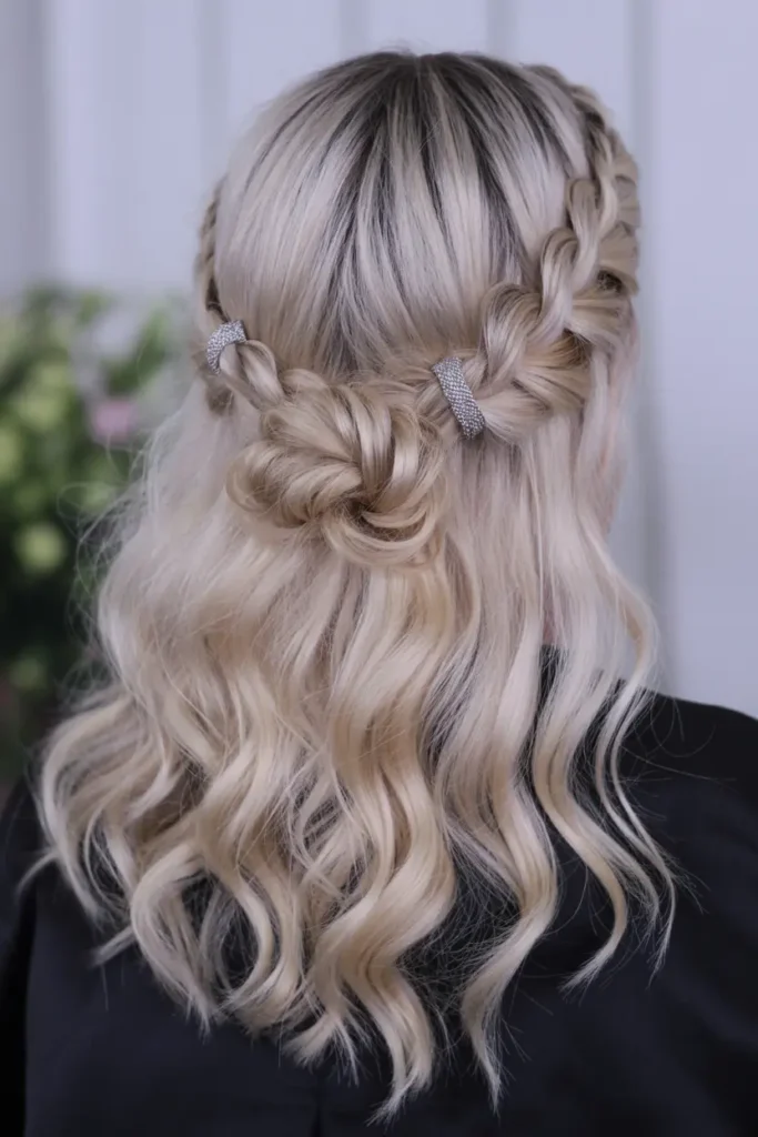 52 stunning Half Up Half Down Hairstyles for Short Hair 17 9. Half Bun with Braids