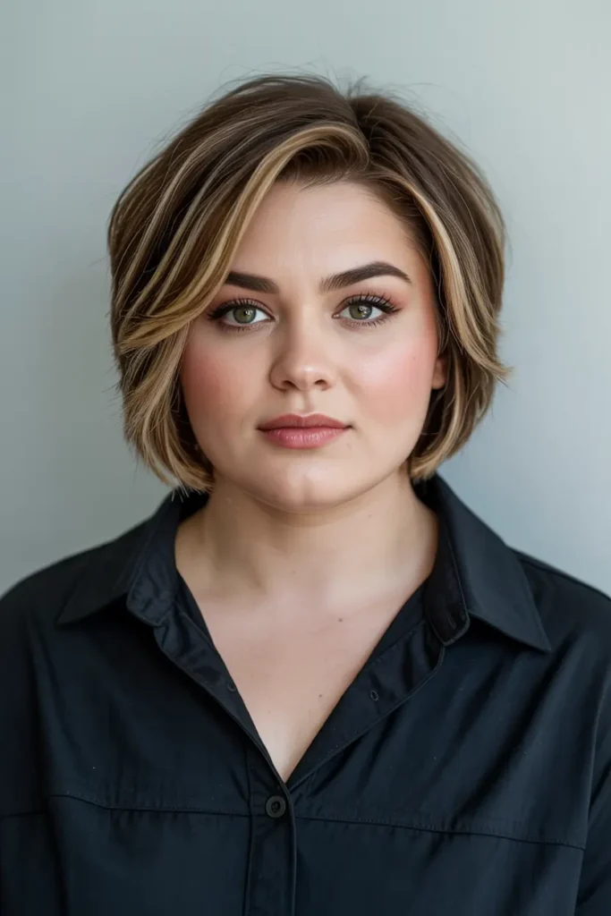 9. Layered Short Bob Short Haircut for Chubby Faces