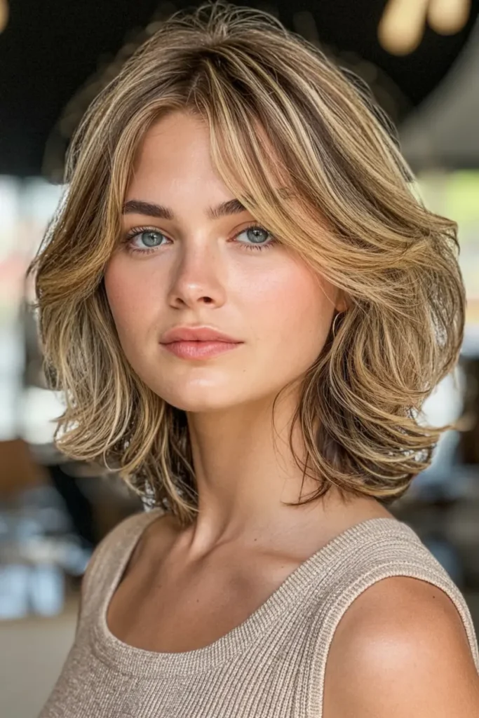 9. Long Curtain Bangs on Short Hair