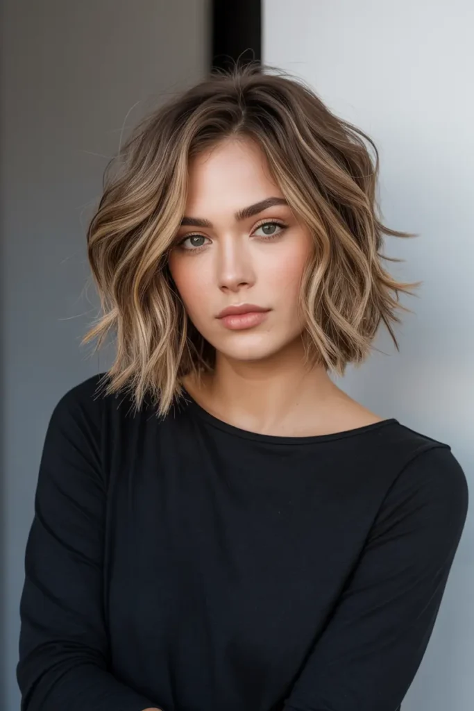 9. Messy Bob with Beach Waves