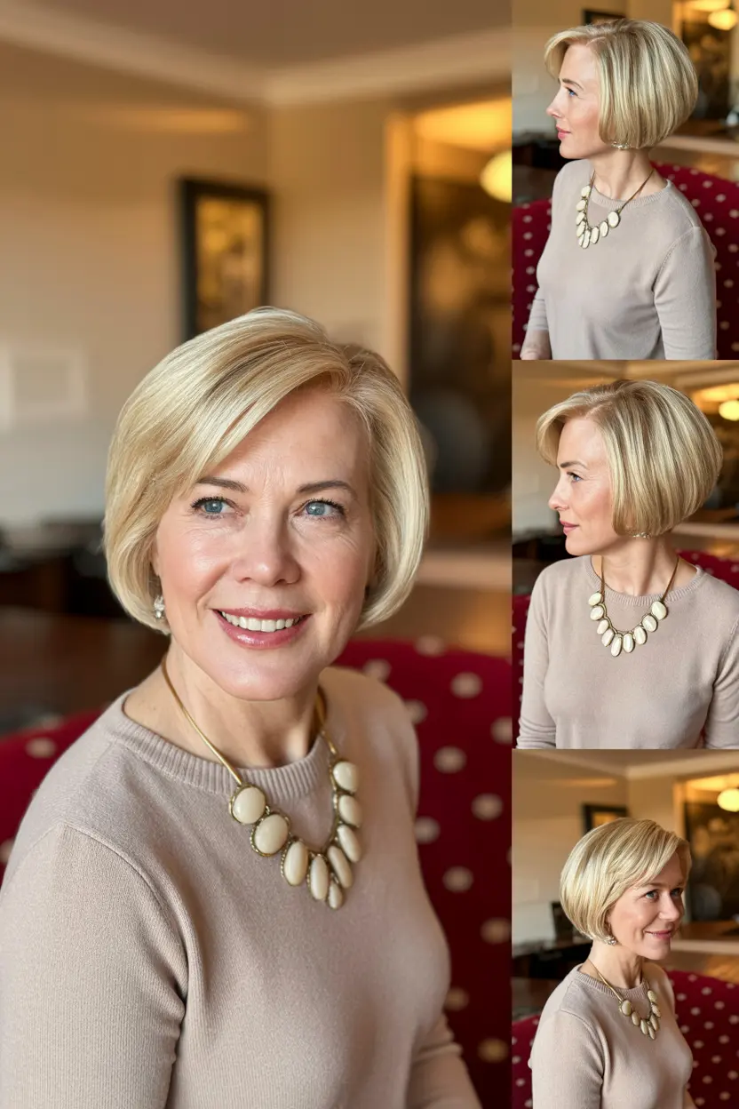 1. short blonde bob with side bangs