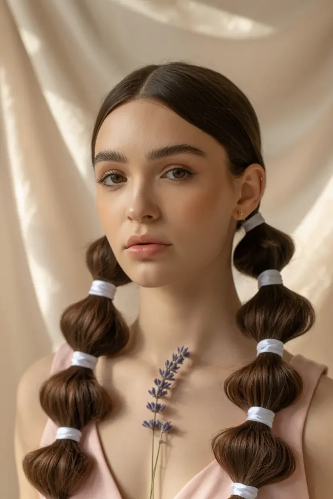 1.classic bubble braid pigtails