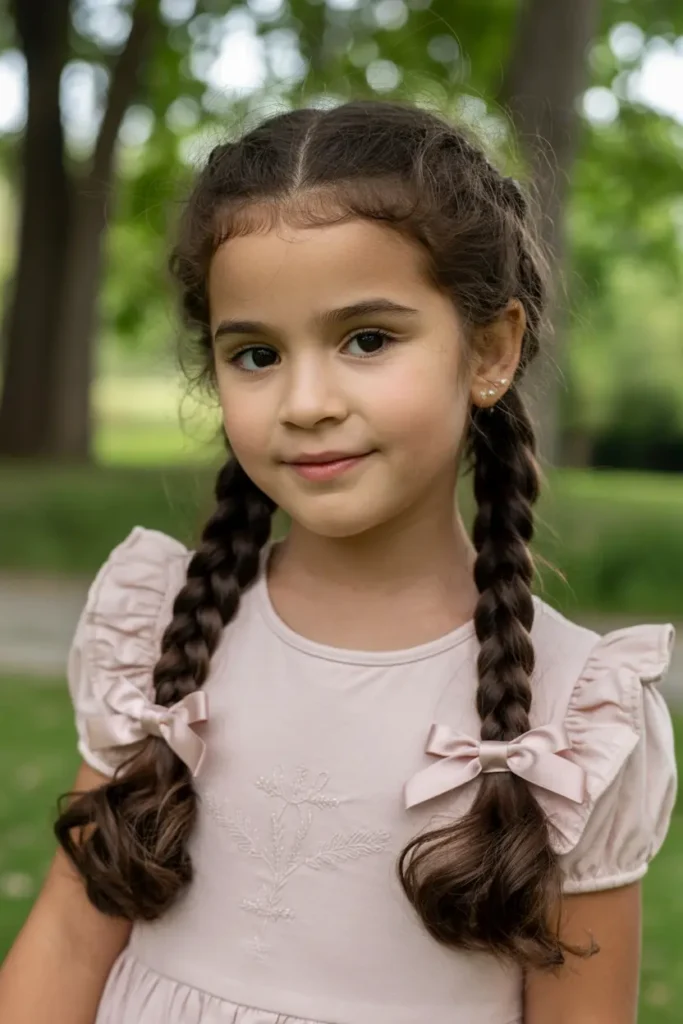 25 Easy Braided Pigtails for Kids That Look Adorable 1 1.classic double braided pigtails for kids