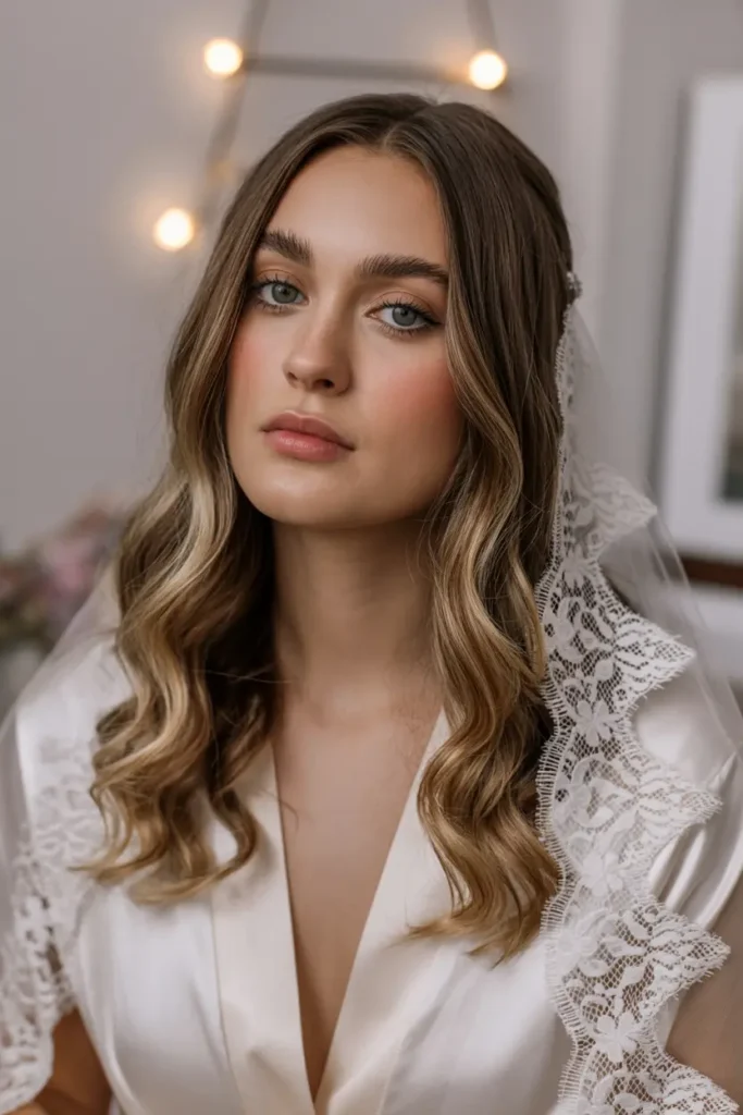 1.soft wave romantic wedding hair