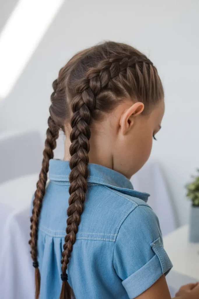 25 Easy Braided Pigtails for Kids That Look Adorable 19 10.half up braided pigtails for kids