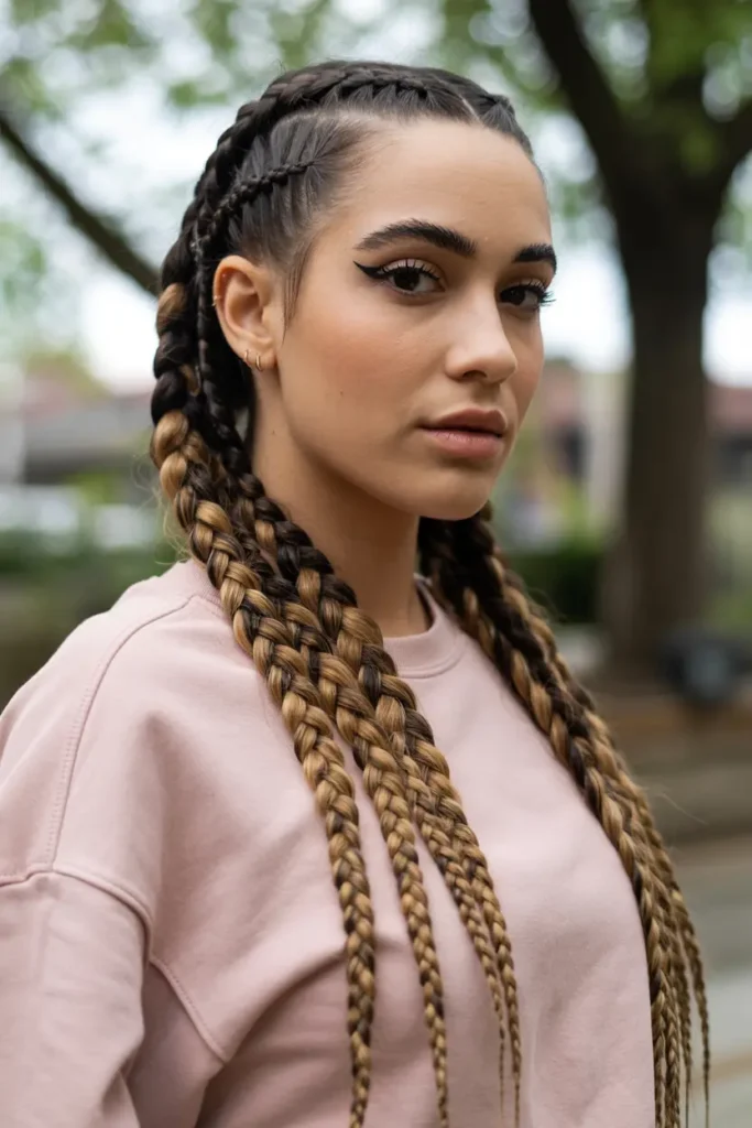 10.two side parted pigtails