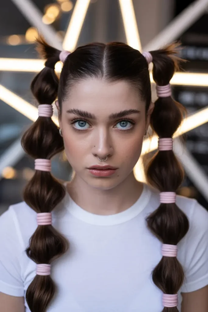 10.zig zag part bubble pigtails