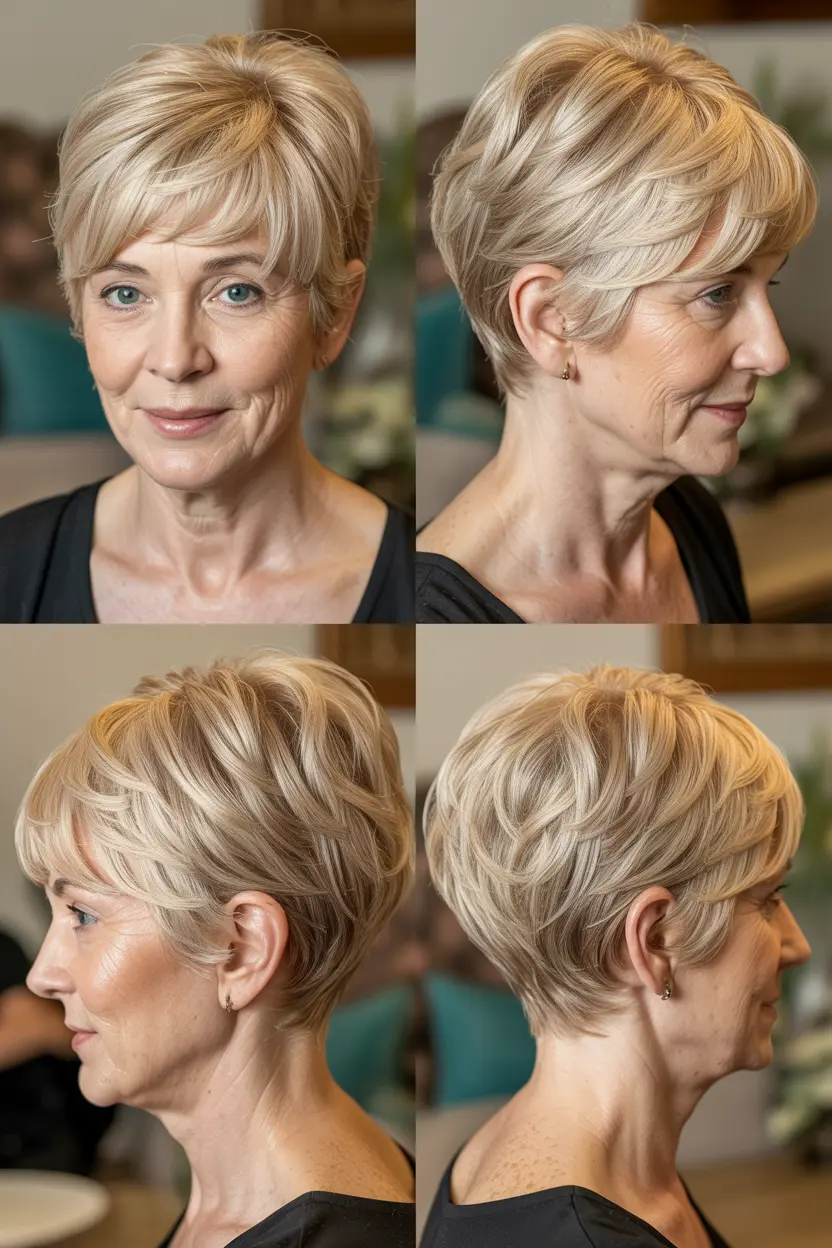 106. cool short cut with brushed forward bangs