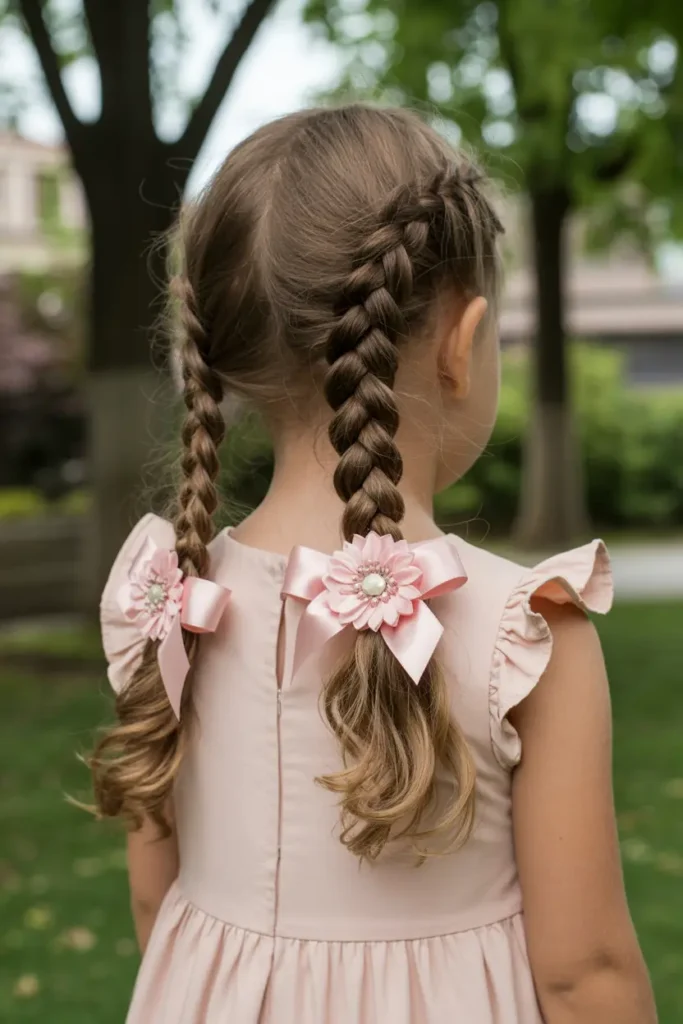 25 Easy Braided Pigtails for Kids That Look Adorable 21 11.braided pigtails for kids with cute bows