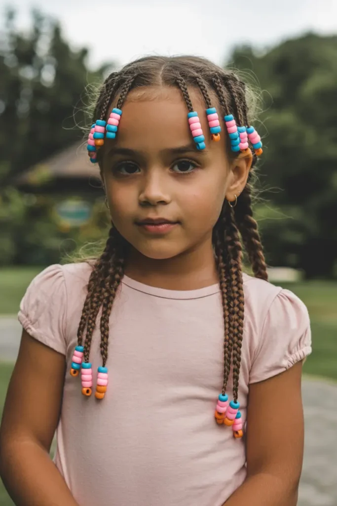 25 Braided Pigtails with Bangs to Freshen Your Look 23 12.braided pigtails with beaded bangs