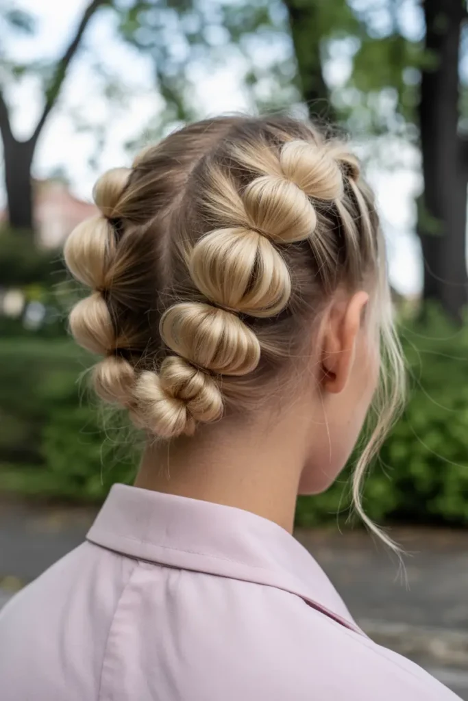 12.short hair bubble braid pigtails