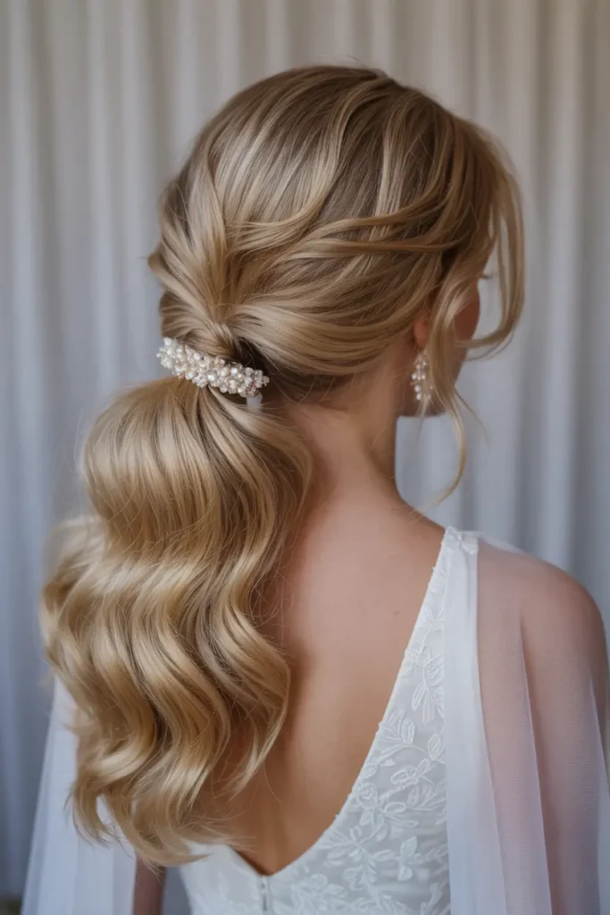 12.textured glam bridal ponytail