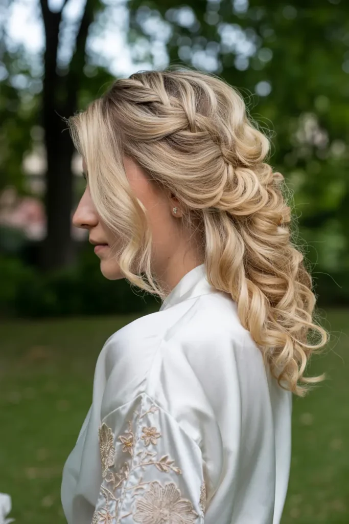 12.textured half up half down style