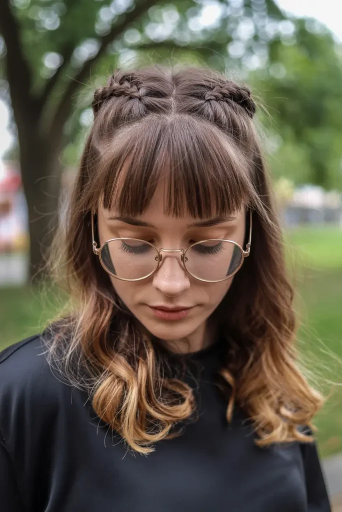 25 Braided Pigtails with Bangs to Freshen Your Look 25 13.half up braided pigtails with bangs