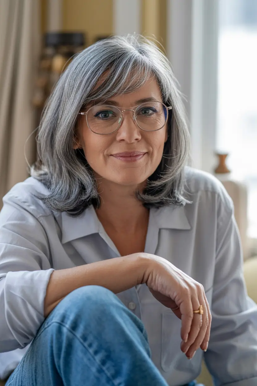 14. textured bob with side part