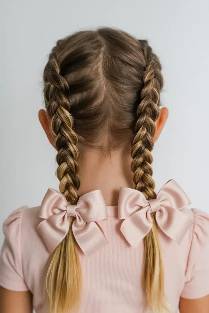 14.two pigtails hairstyles with bows