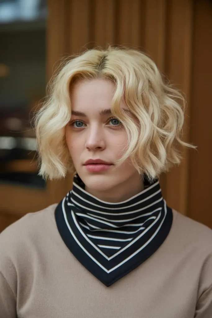 17.bright blonde curly bob for short curly highlights