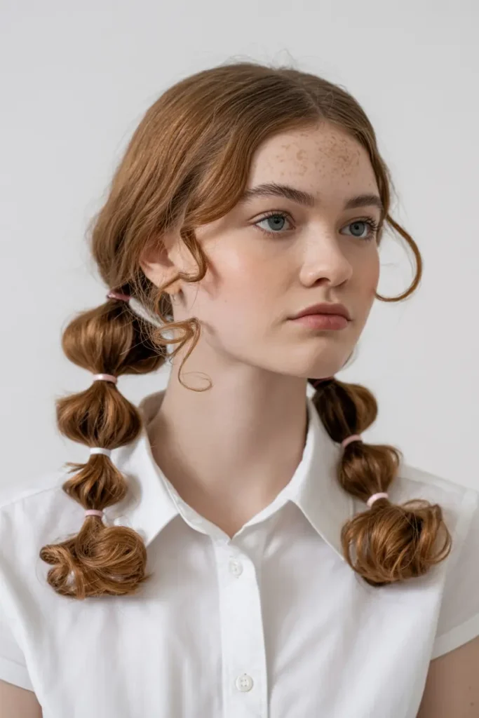 17.medium length bubble braid pigtails